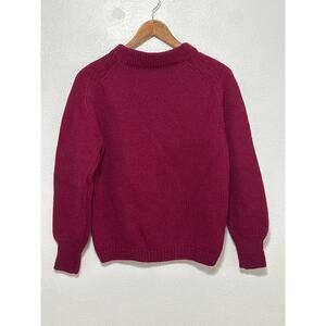 VTG Colebrook Shaker Knit 100% Pure Wool Sweater S Burgundy High Crew Preppy